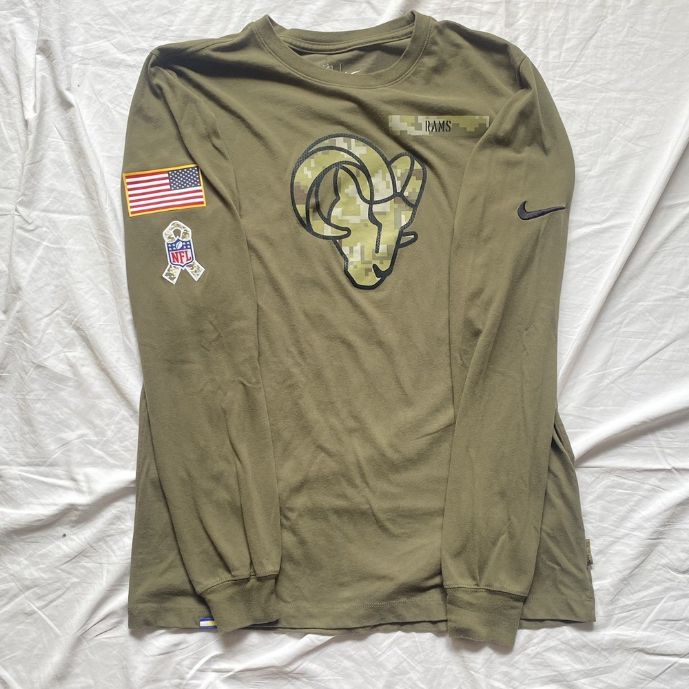 Nike Los Angeles Rams Shirt Mens M Green NFL Football Salute To Service Dri Fit